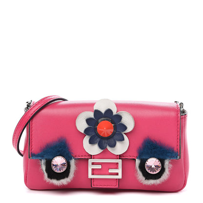 Fendi Shiny Nappa Rabbit Fur Crystal Flowerland Micro Buggie Baguette Fuxia Curacao Multicolor 1 of 7