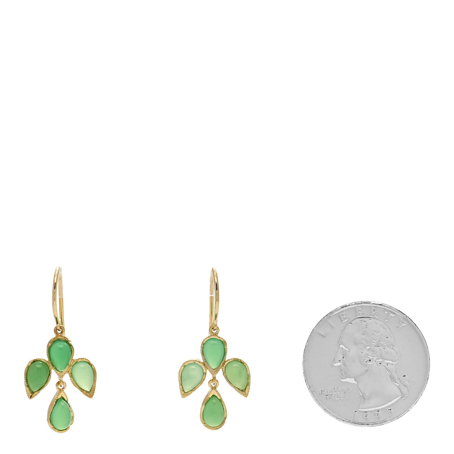 18K Yellow Gold Chrysoprase Drop Earrings