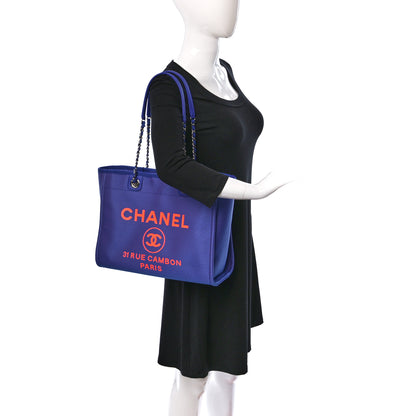 Chanel Mixed Fibers Small Deauville Tote Blue Orange 2 of 9