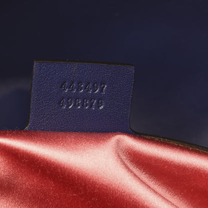 Gucci Velvet Matelasse Deer Embroidered Small GG Marmont Shoulder Bag Cobalt 6 of 9