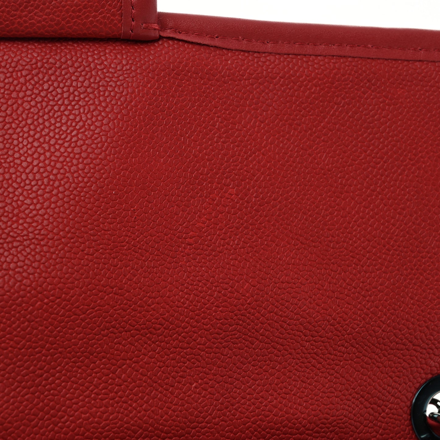 Caviar Quilted Large French Riviera Flap Red