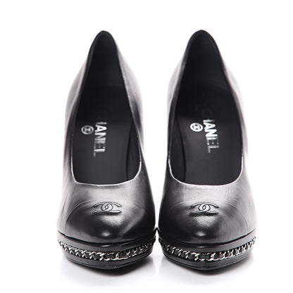 Chanel Lambskin CC Cap Toe Platform Chain Pumps 39 Black 2 of 11