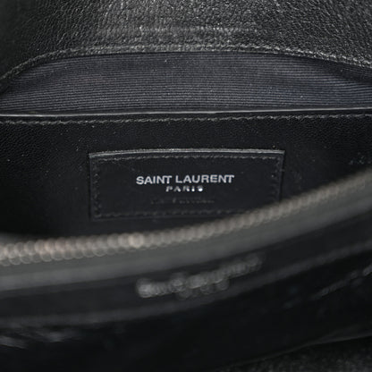 Saint Laurent Sheepskin Matelasse Chevron Monogram Medium College Bag Black 6 of 16