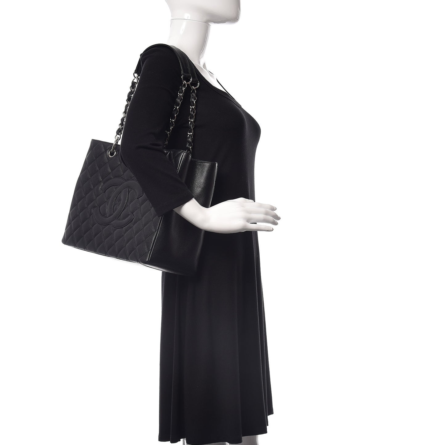 Caviar Quilted Grand Shopping Tote GST Black