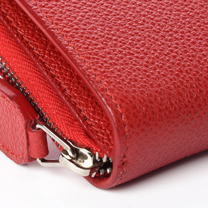 Saint Laurent Grained Calfskin Rive Gauche Compact Zip Around Wallet Red 5 of 10