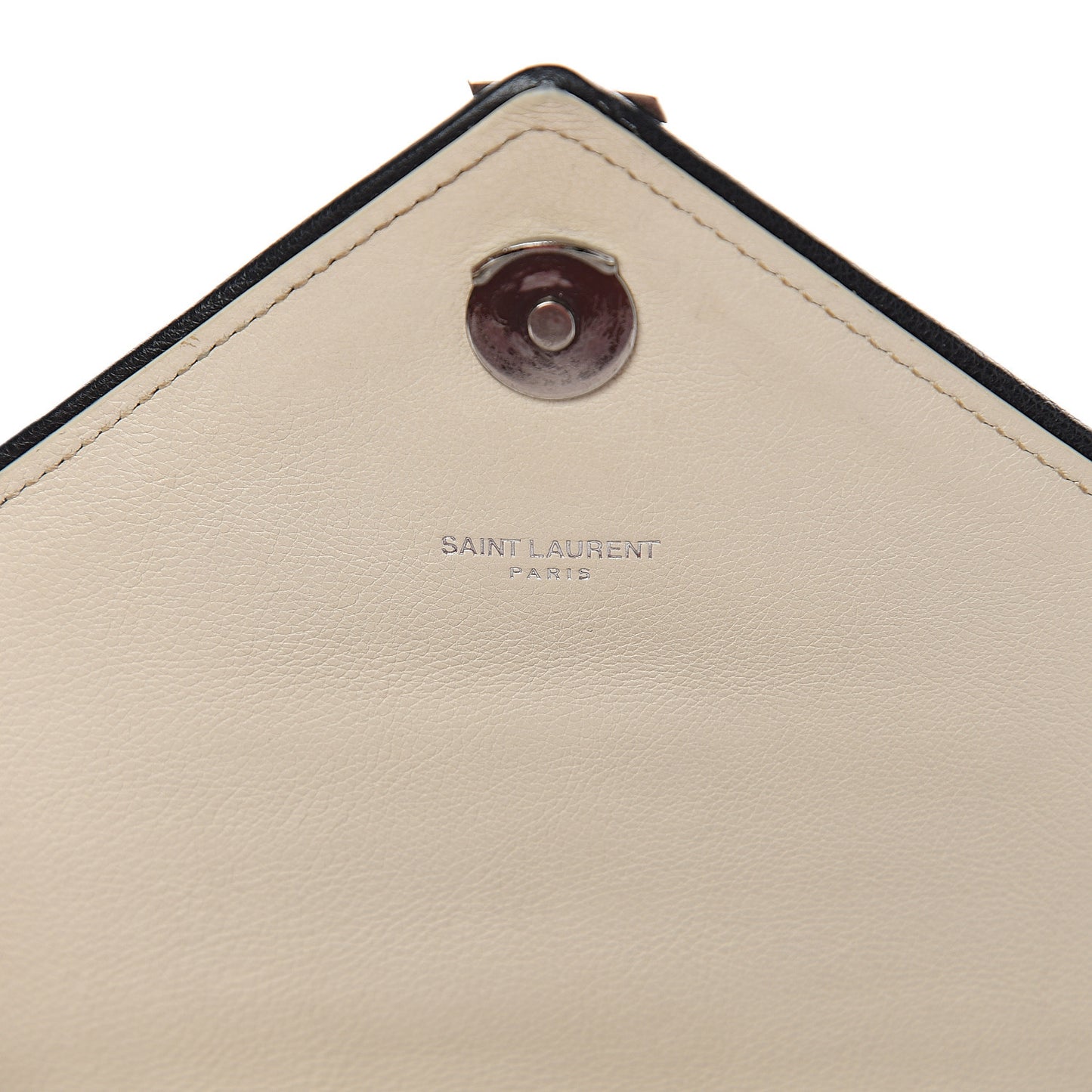 Sheepskin Tri-Quilt Monogram Medium Soft Envelope Bag White Black