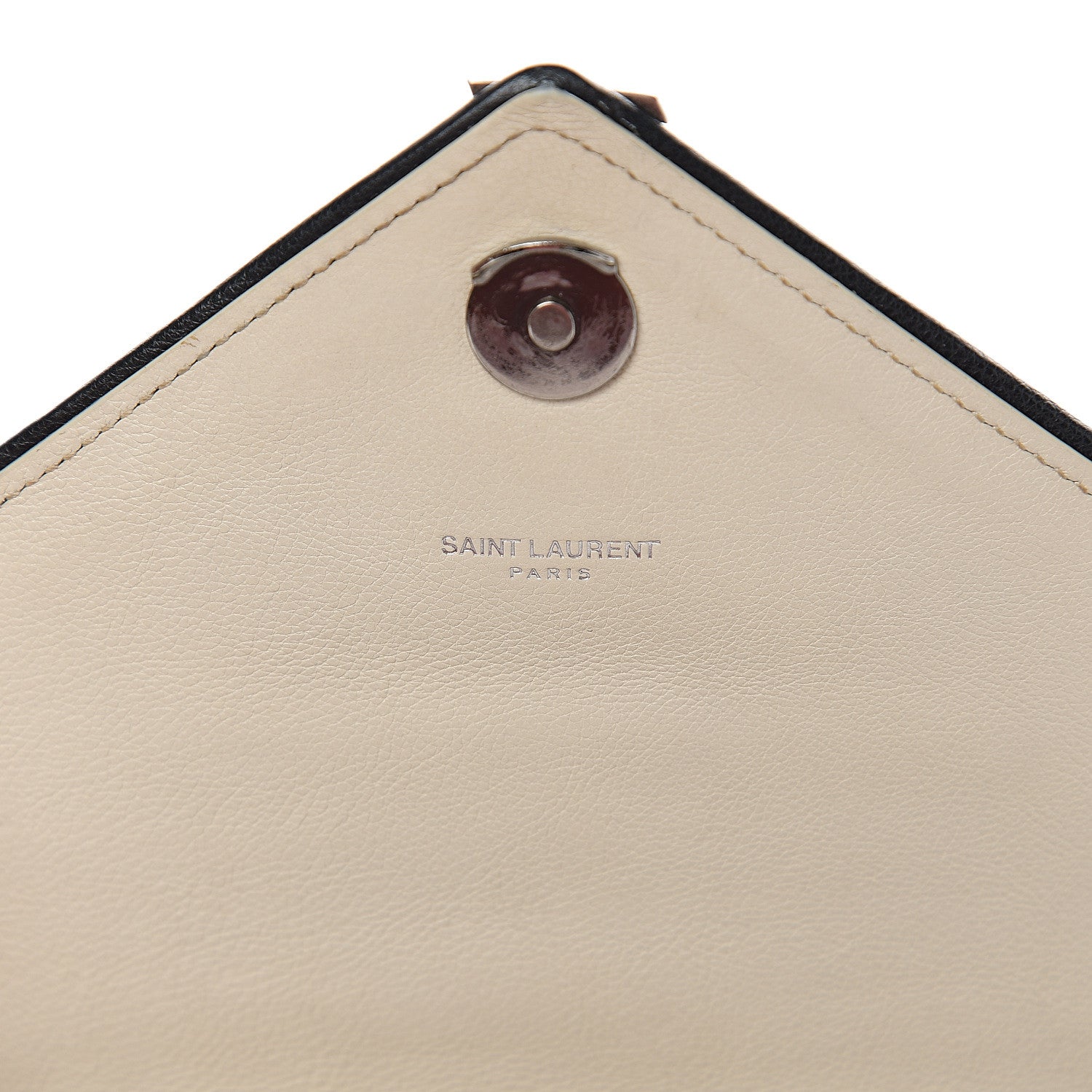 Saint Laurent Sheepskin Tri-Quilt Monogram Medium Soft Envelope Bag White Black 5 of 9