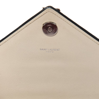 Saint Laurent Sheepskin Tri-Quilt Monogram Medium Soft Envelope Bag White Black 5 of 9