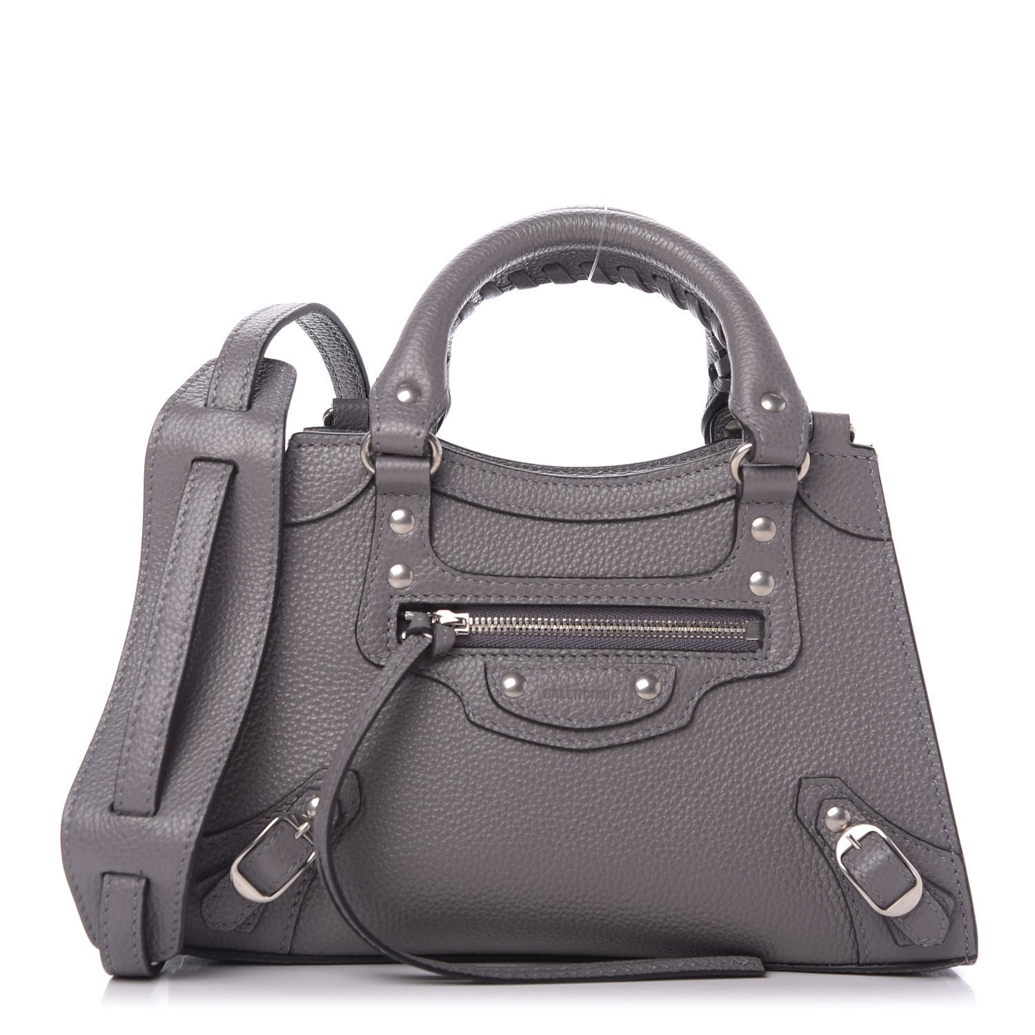 Balenciaga Grained Calfskin Neo Classic Silver Hardware Mini City Dark Grey 1 of 8