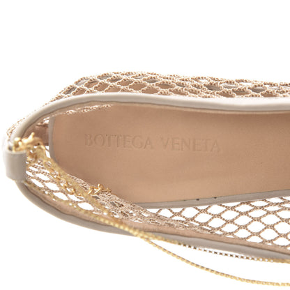 Bottega Veneta Mesh Calfskin Chain Stretch Pumps 38.5 Beige 6 of 9