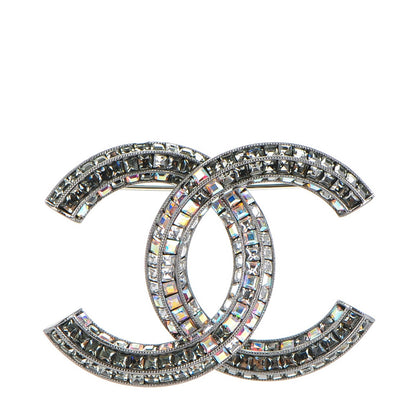 Chanel Baguette Crystal CC Brooch Silver Grey 1 of 5