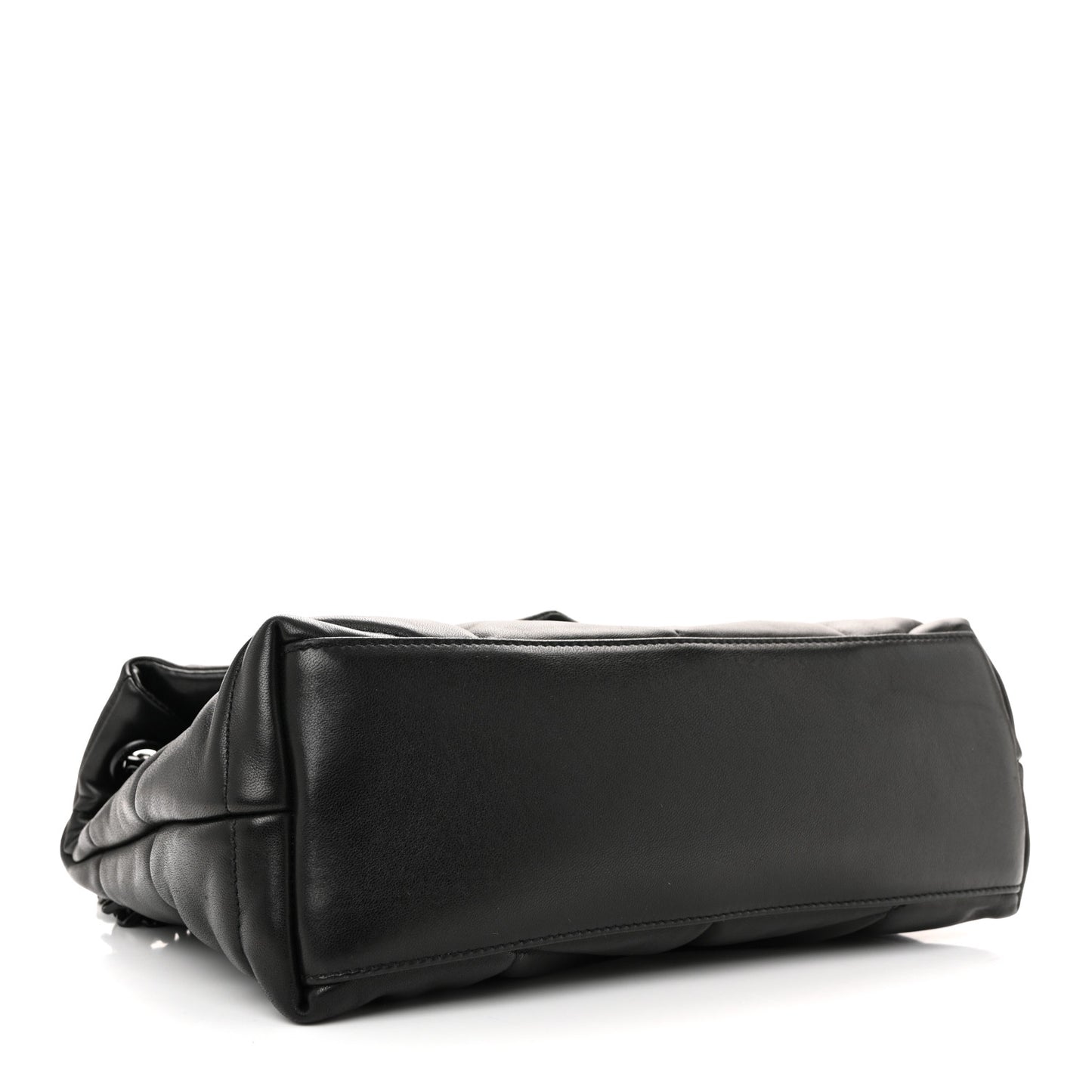 Lambskin Quilted Small Loulou Puffer Monogram Monochrome Chain Satchel Black