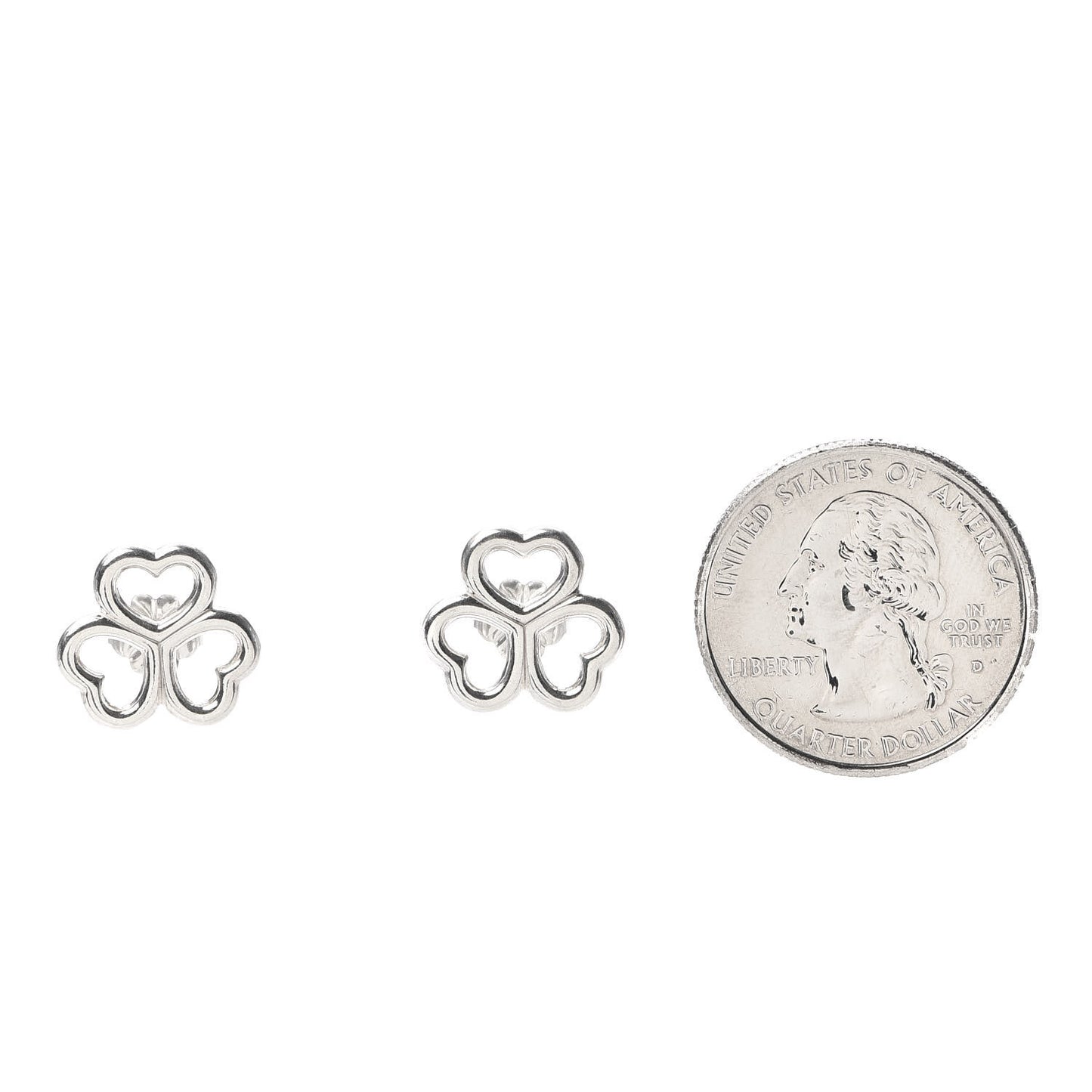 Sterling Silver Heart Clover Earrings