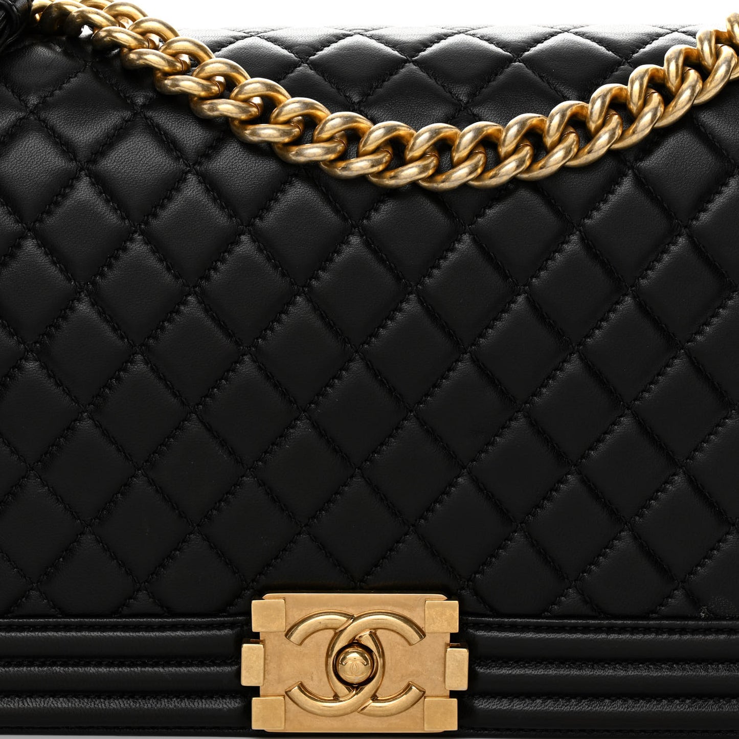 Lambskin Quilted New Medium Boy Flap Black