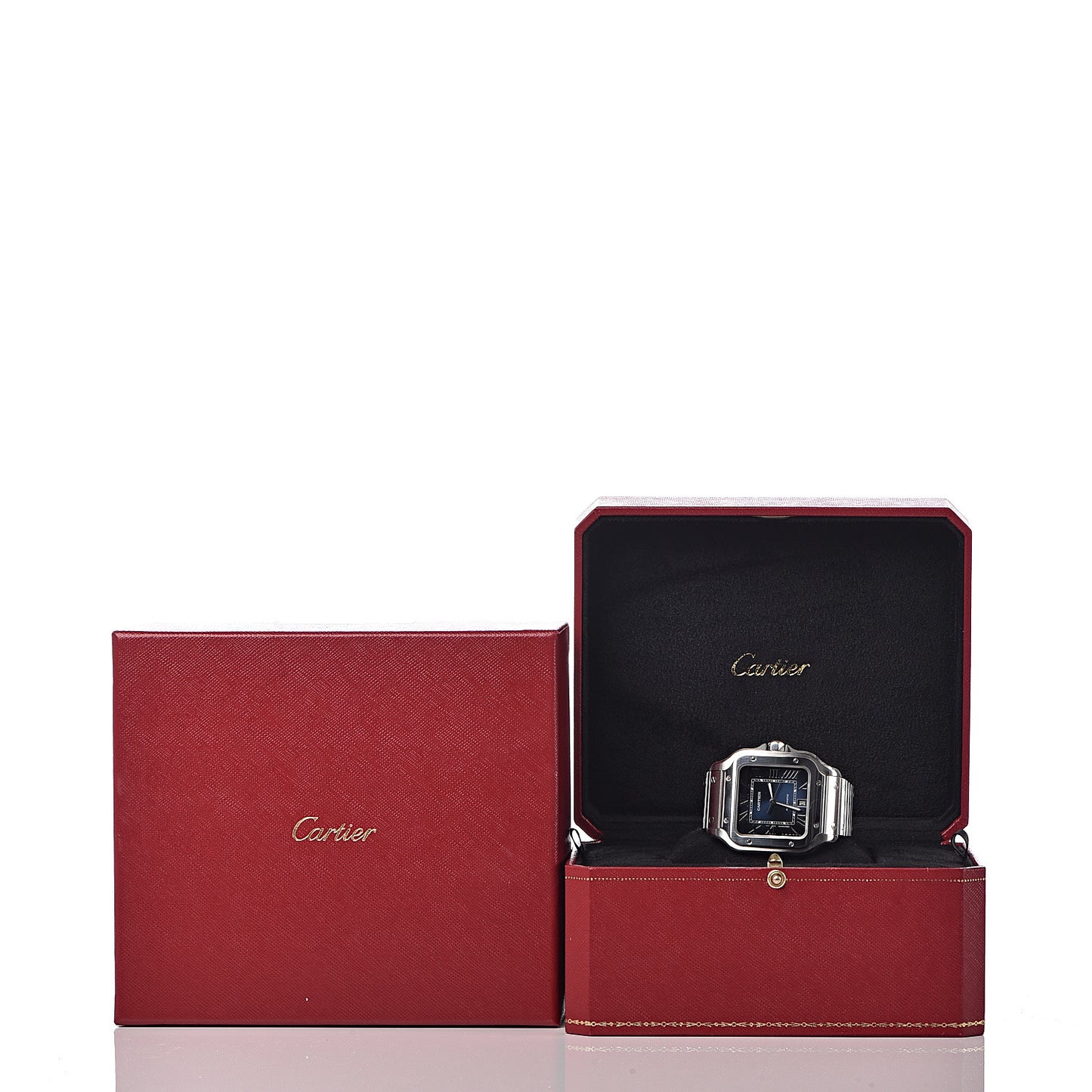 Stainless Steel 39.8mm Santos De Cartier Automatic Watch Blue