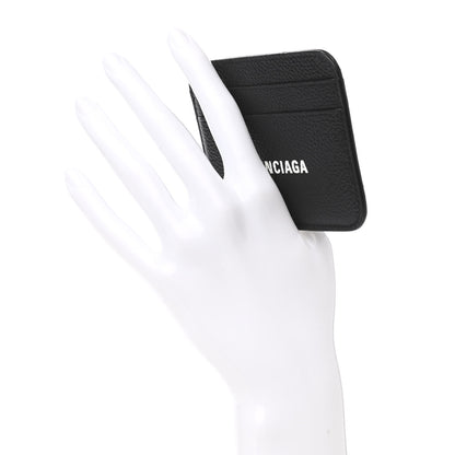 Balenciaga Grained Calfskin Logo Cash Rounded Card Holder Black White 2 of 8