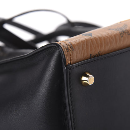 MCM Visetos Small Kathy Double Zip Tote Cognac Black 10 of 10