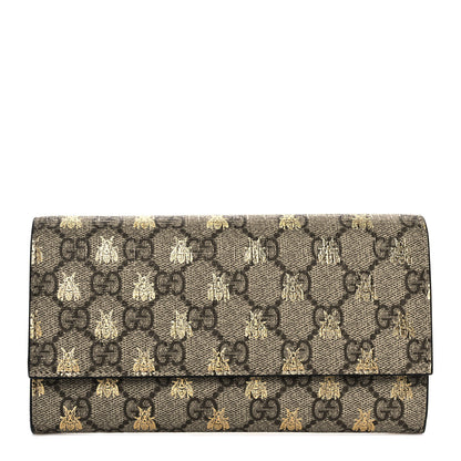Gucci GG Supreme Monogram Bees Continental Wallet Beige Oro Black 1 of 10