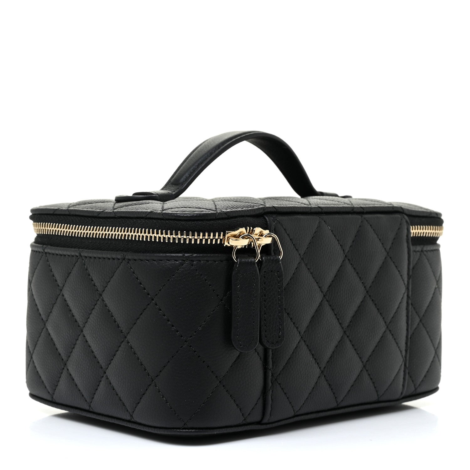 Chanel Caviar Quilted Top Handle Jewelry Case Black 3 of 12