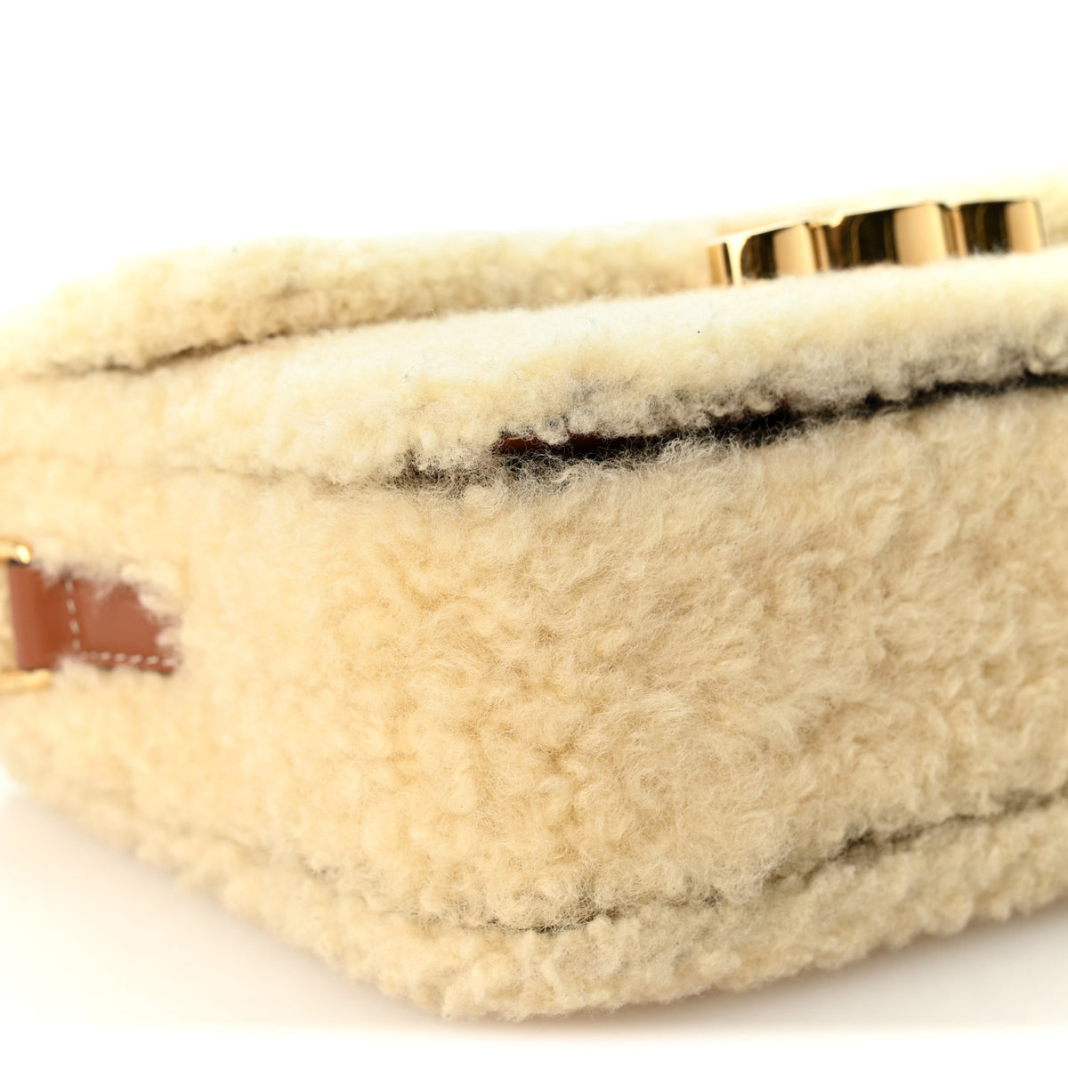 Calfskin Triomphe Shearling Bag Natural Tan