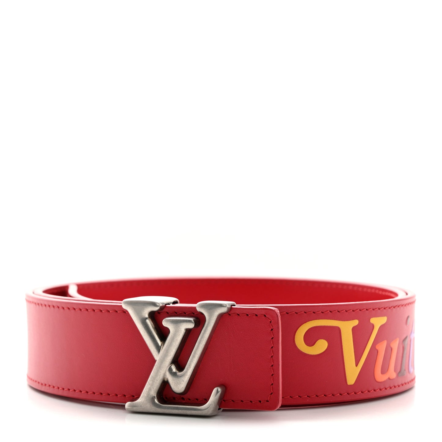 Calfskin 35mm LV New Wave Belt 90 36 Red