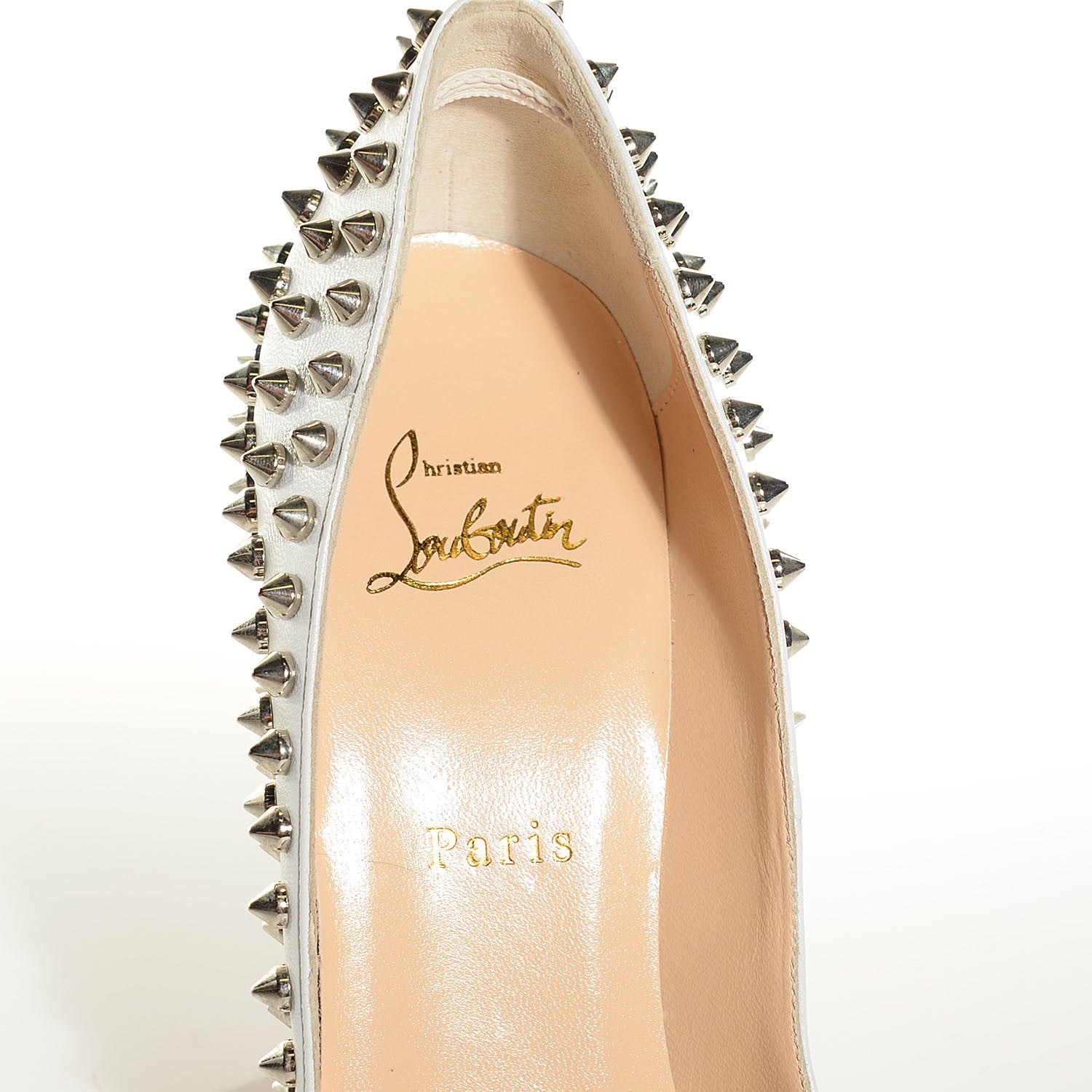 Christian Louboutin Nappa Pigalle Spikes 120 Pumps 38.5 White 7 of 7