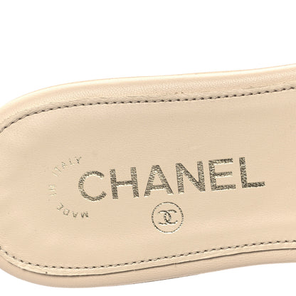 Chanel Lambskin Quilted Turnlock Flat Mules 37 Light Beige 7 of 10