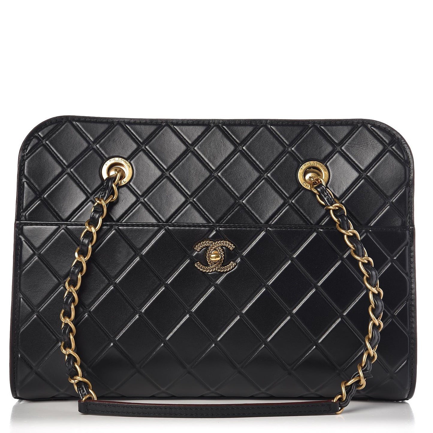 Calfskin Embossed Shopping Tote Black