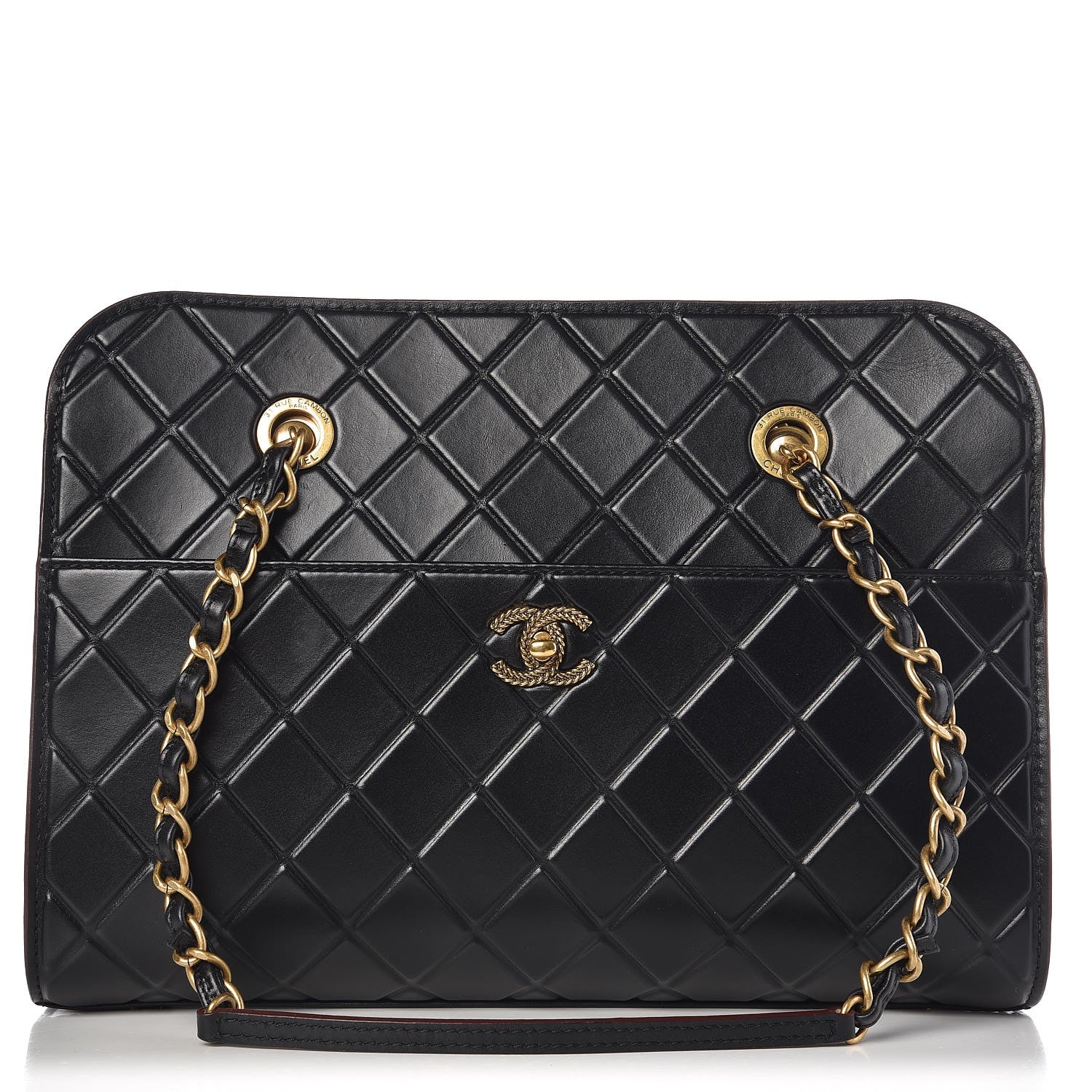 Chanel Calfskin Embossed Shopping Tote Black 1 of 8