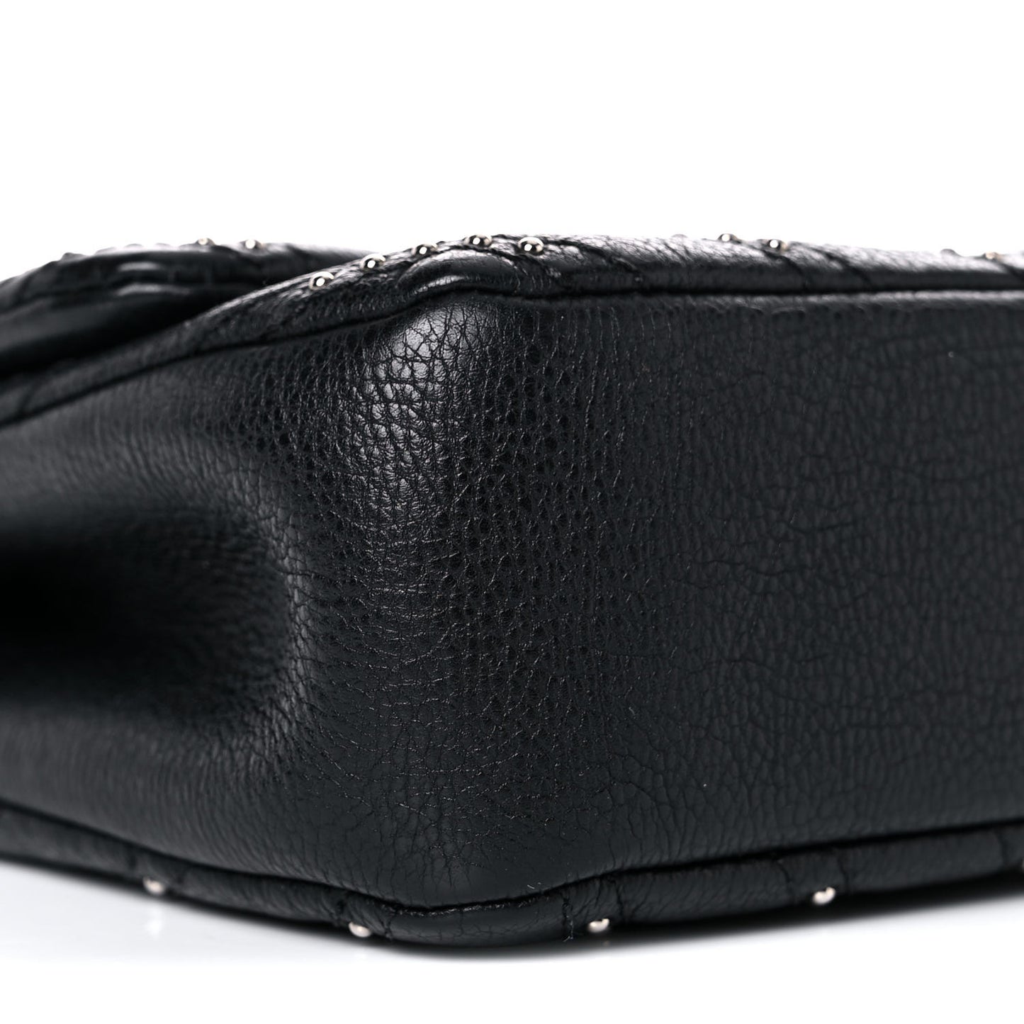 Calfskin Studded Chevron Quilted Small Wars Flap Black