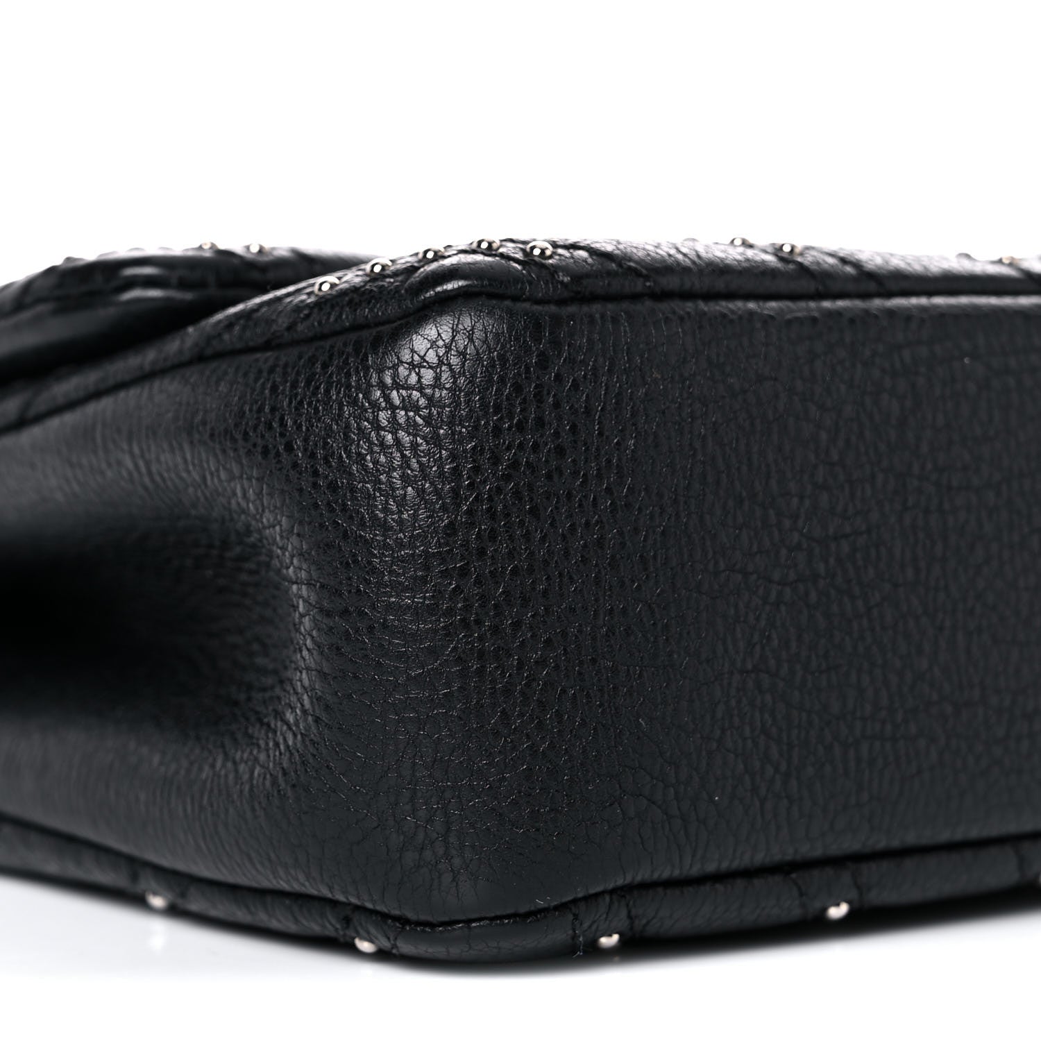 Chanel Calfskin Studded Chevron Quilted Small Wars Flap Black 8 of 11