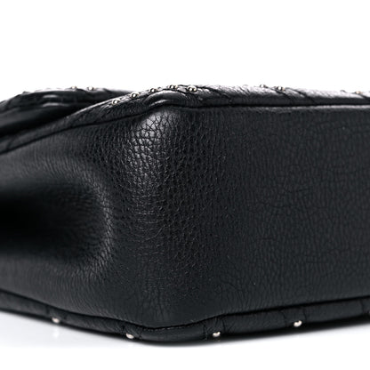 Chanel Calfskin Studded Chevron Quilted Small Wars Flap Black 8 of 11