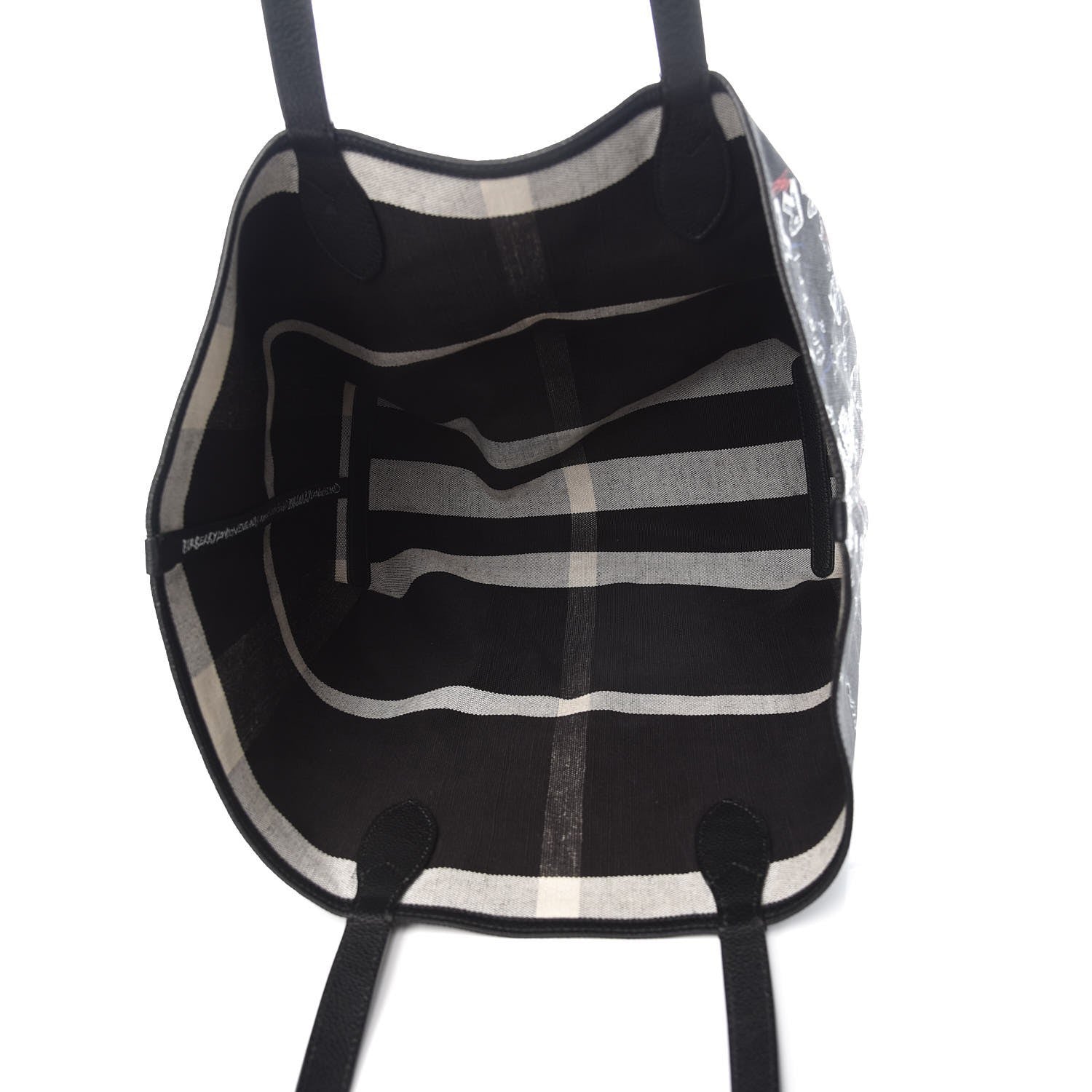 Burberry Coated Canvas Mega Check Sketchbook Medium Reversible Doodle Tote Black 5 of 10