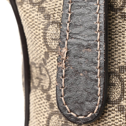 Gucci GG Supreme Monogram Selleria Calfskin Small Flat Side Zip Messenger Bag Beige Ebony Cocoa Dark Chocolate 12 of 12