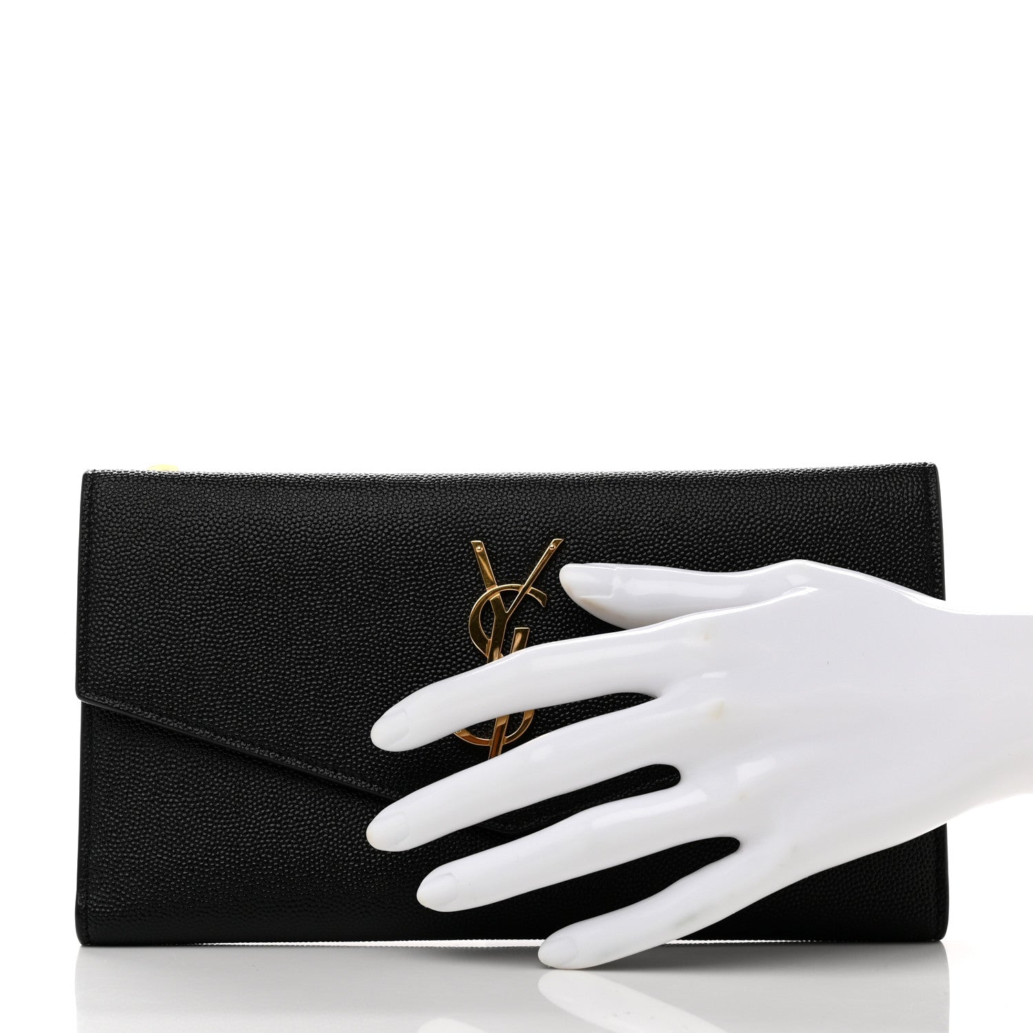 Saint Laurent Grain De Poudre Monogram Uptown Wallet Black 2 of 7