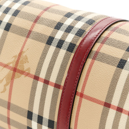 Burberry Haymarket Check Barrel Bag Red 10 of 11
