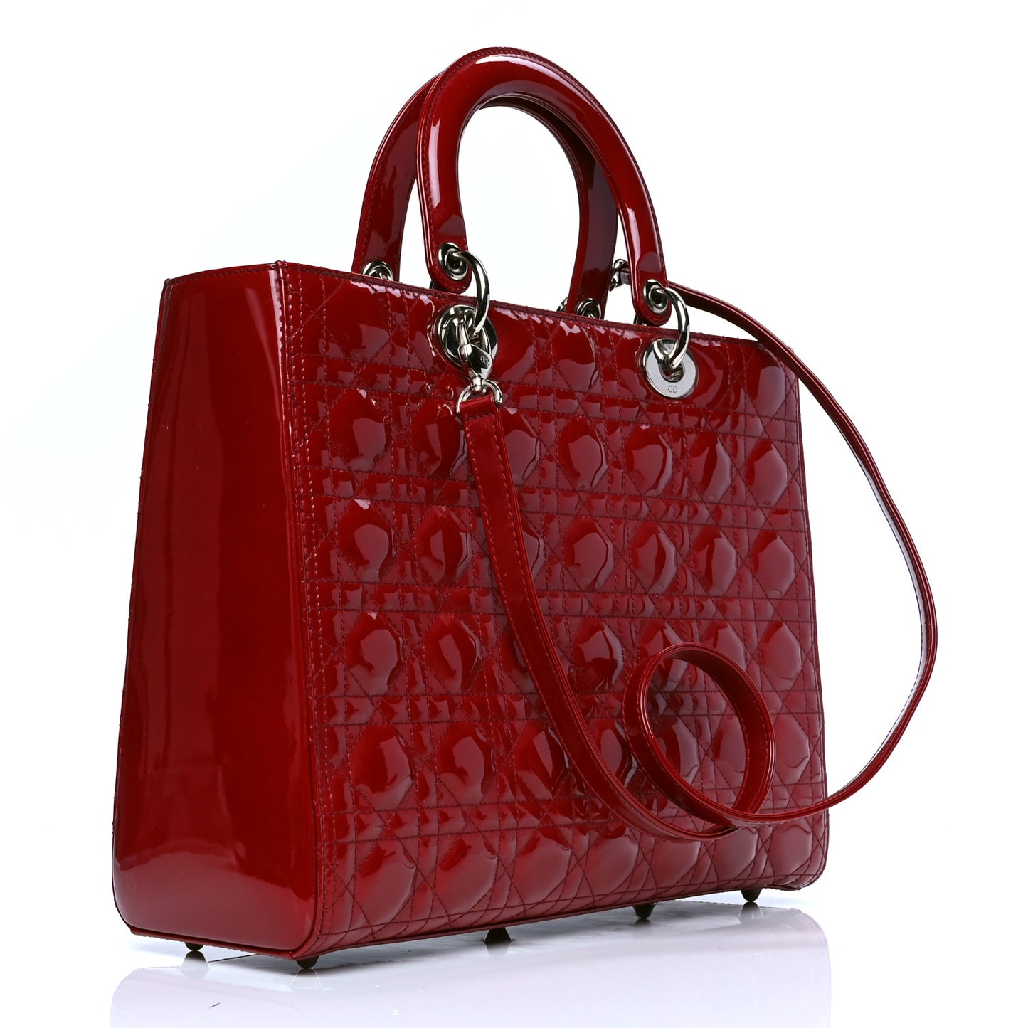Patent Cannage Large Lady Dior Red