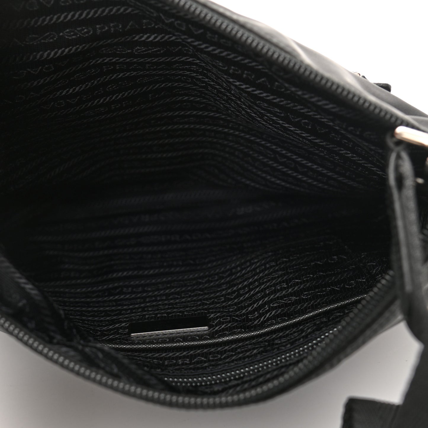 Tessuto Nylon Saffiano Flat Messenger Bag Black