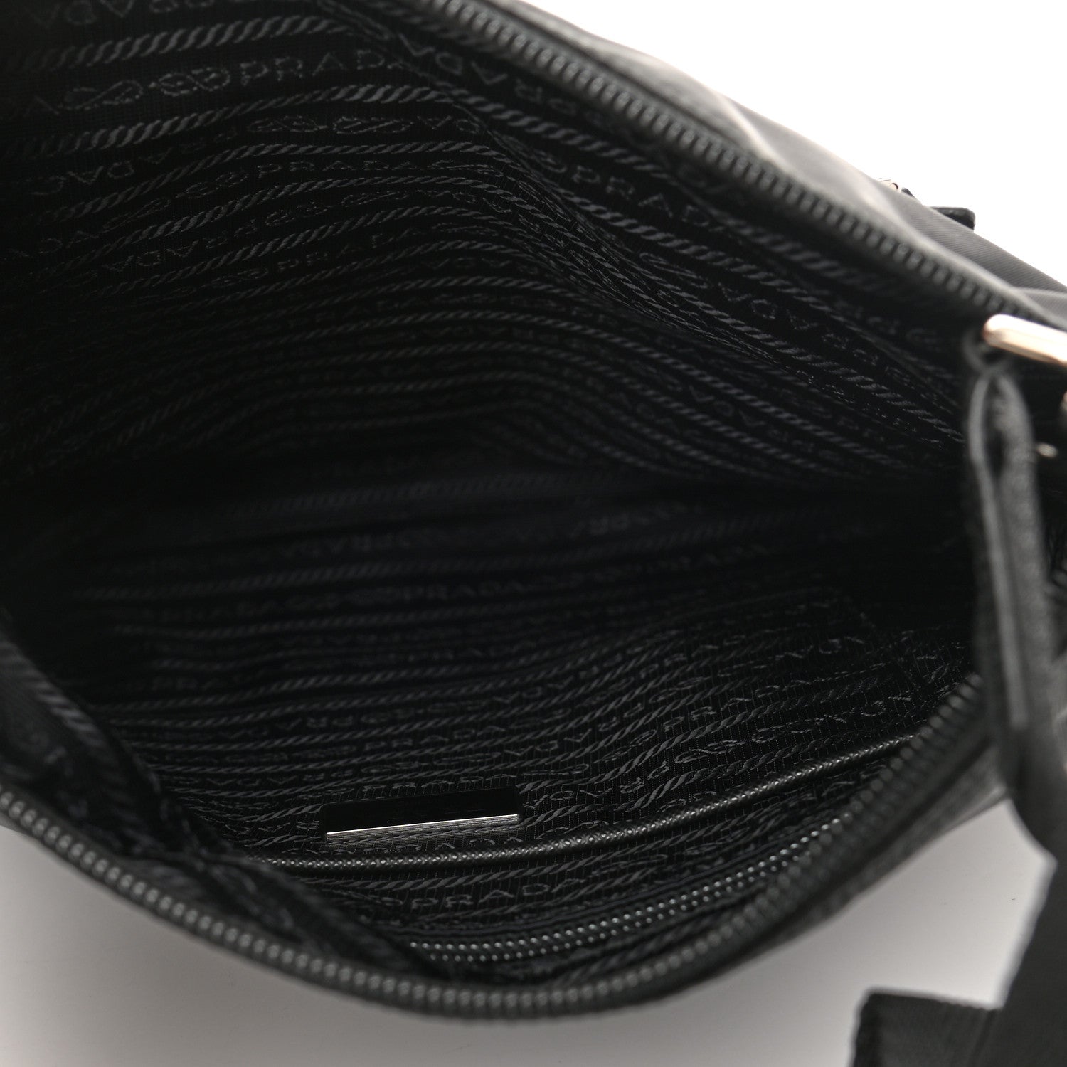 Prada Tessuto Nylon Saffiano Flat Messenger Bag Black 5 of 9