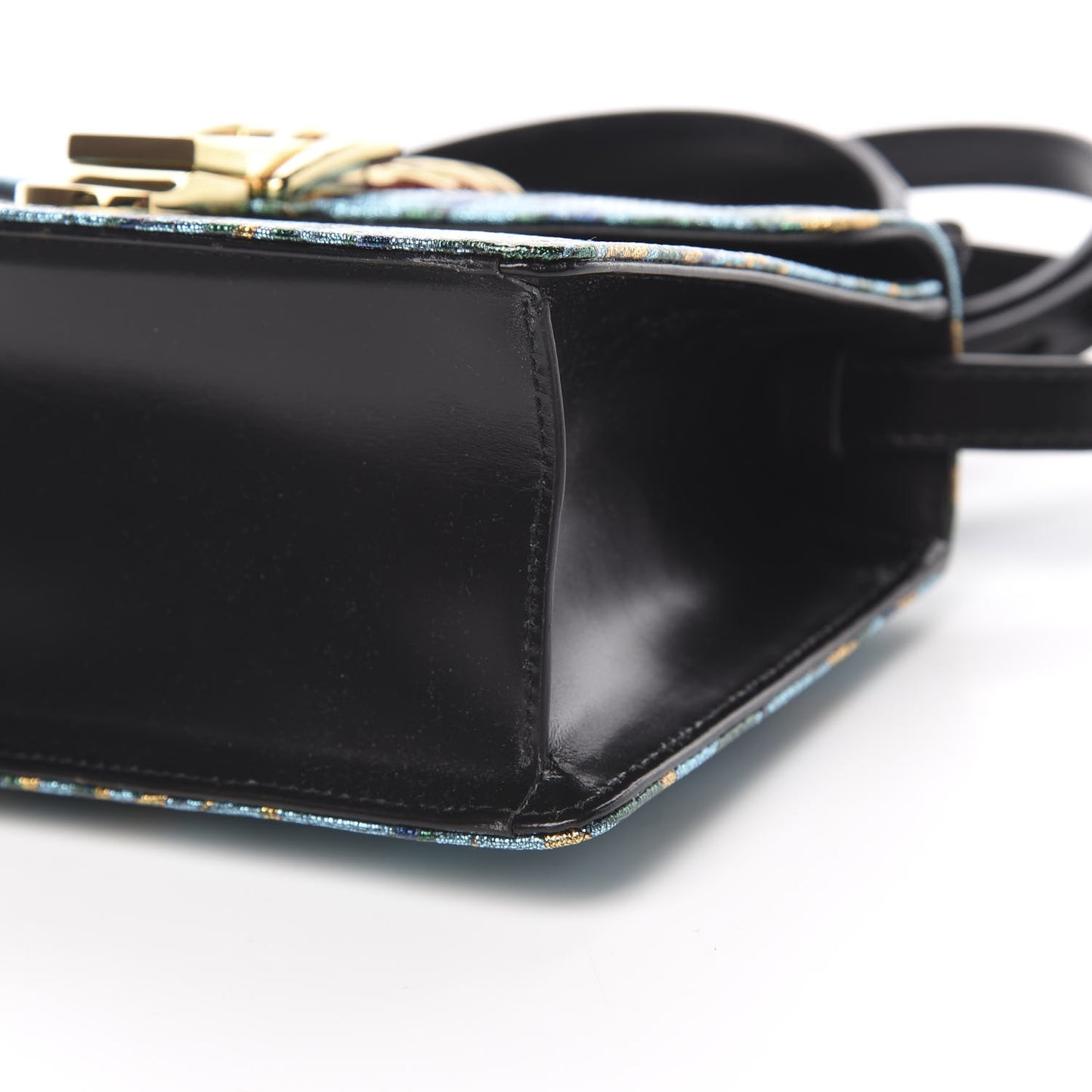Iridescent Brocade Mini Sylvie Top Handle Bag Azure