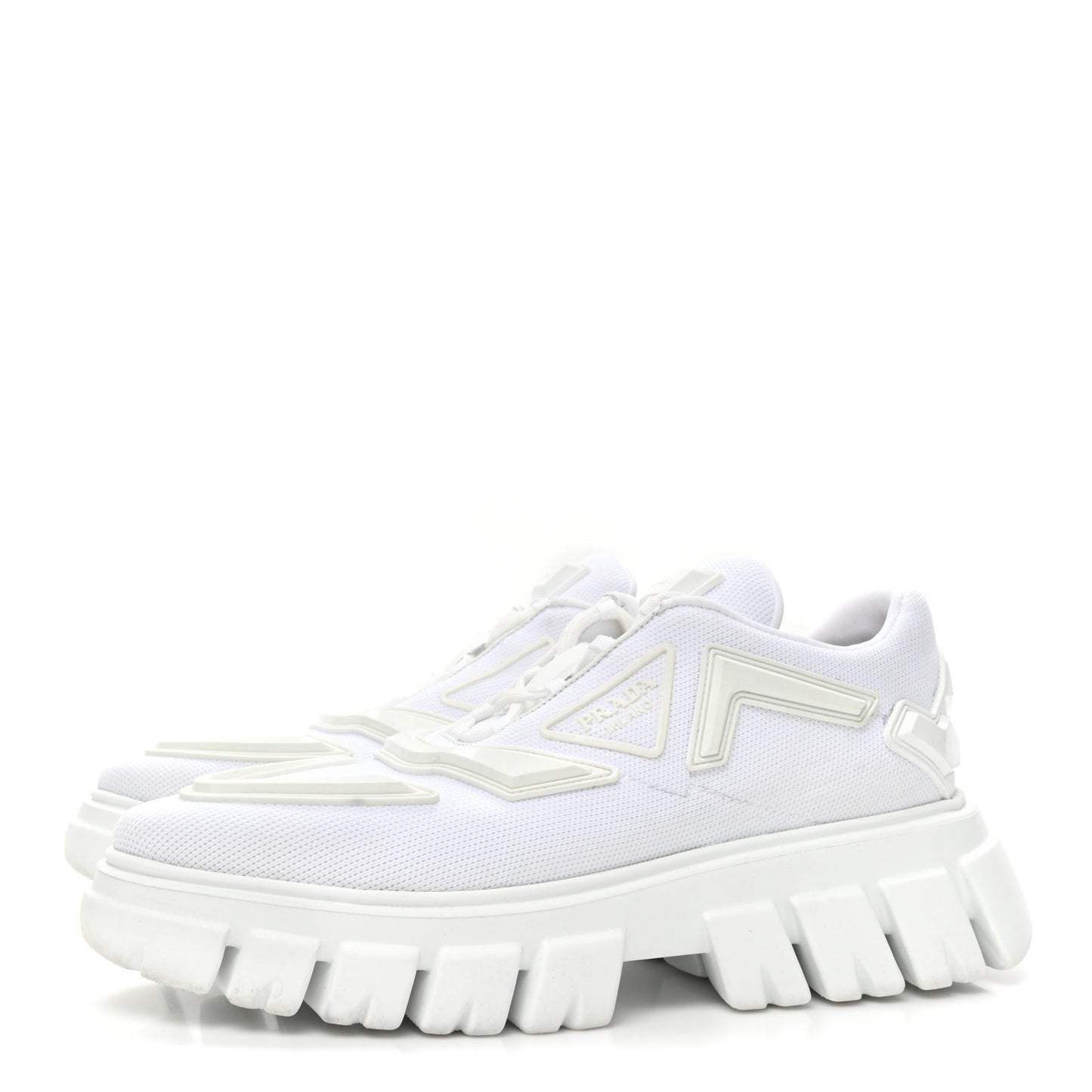 Rubber Technical Knit Fabric Triangle Logo Evolution 55mm Sneakers 39 White