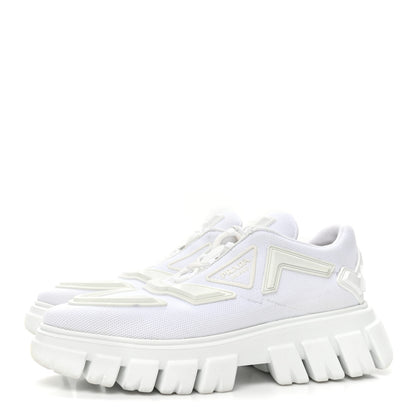 Prada Rubber Technical Knit Fabric Triangle Logo Evolution 55mm Sneakers 39 White 3 of 11