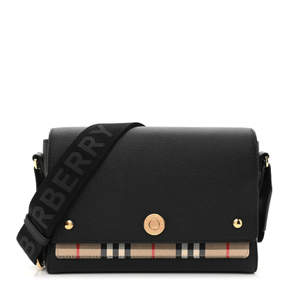 Burberry Grainy Calfskin Vintage Check Note Crossbody Bag Black 1 of 7