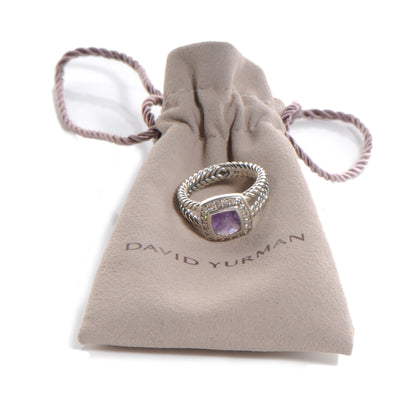 David Yurman Sterling Silver Diamond Amethyst 7mm Petite Albion Ring 52 6 5 of 5