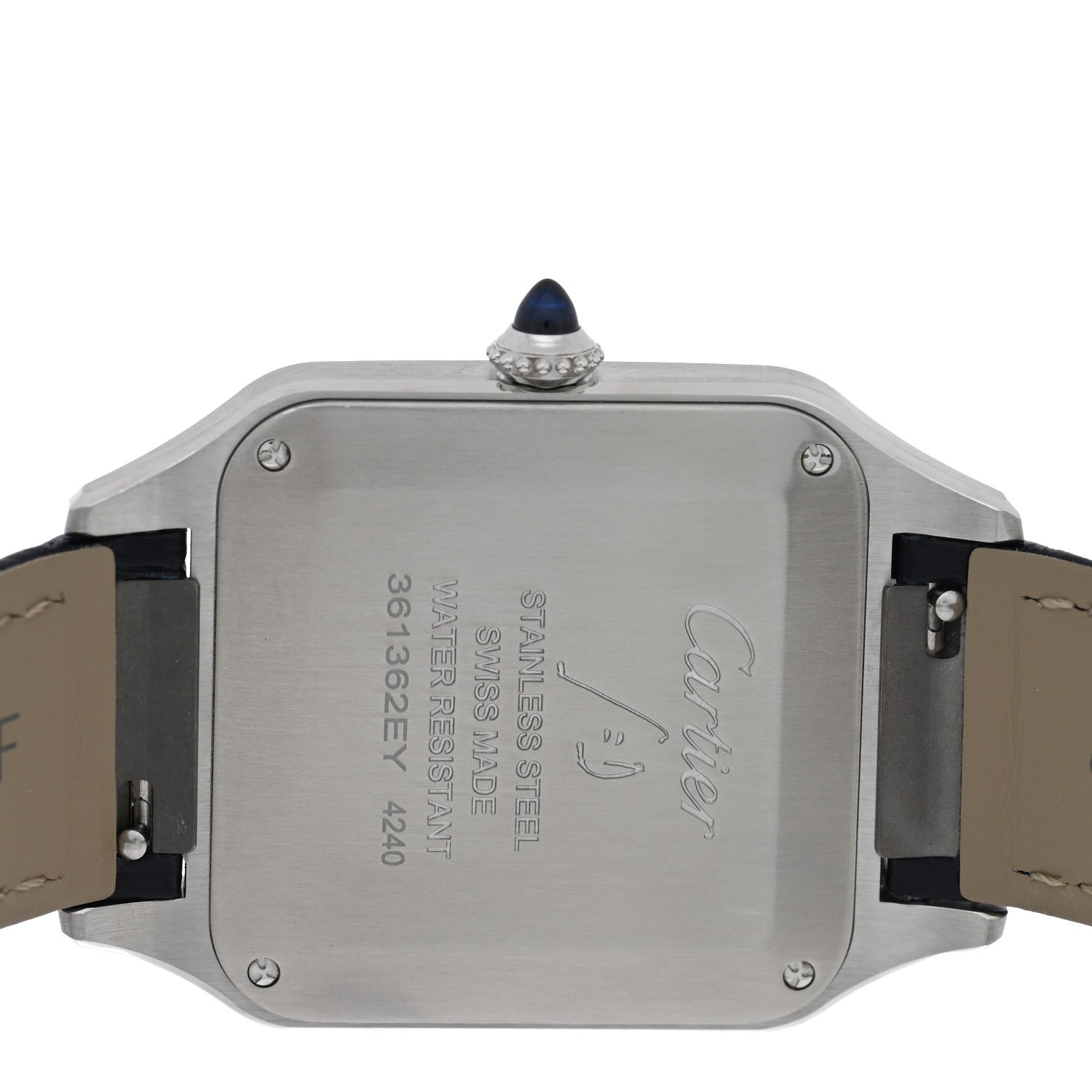 Cartier Stainless Steel Alligator 31.4mm Santos Dumont Quartz Watch Blue 4 of 4