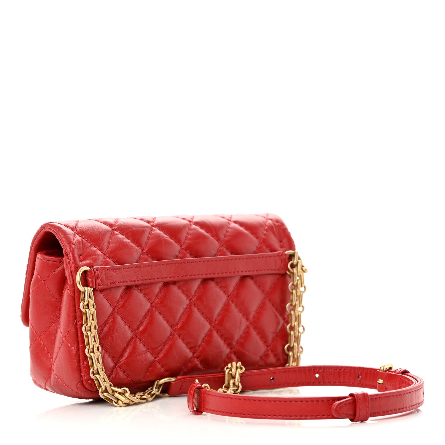 Chanel Aged Calfskin Quilted 2.55 Reissue Flap Belt Bag Red 2 of 11