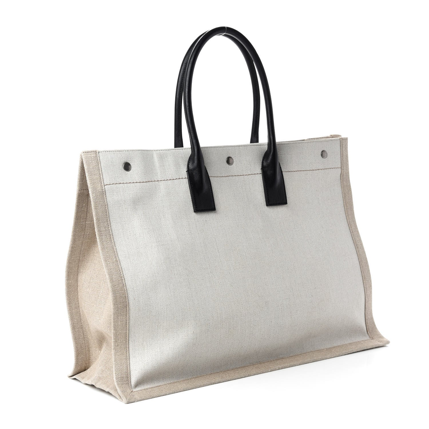 Saint Laurent Linen Calfskin Rive Gauche Tote Optic White 3 of 12