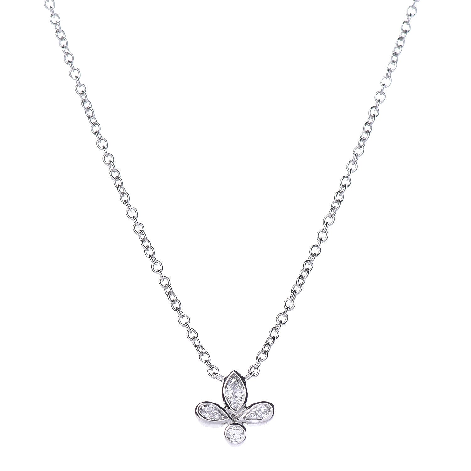 Tiffany Platinum Diamond Fleur de Lis Pendant Necklace 4 of 7