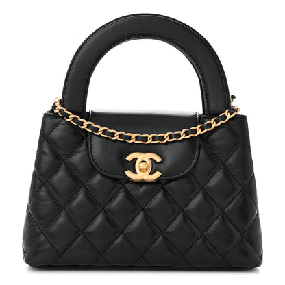 Chanel Shiny Aged Calfskin Quilted Nano Kelly Shopper Black 1 of 11