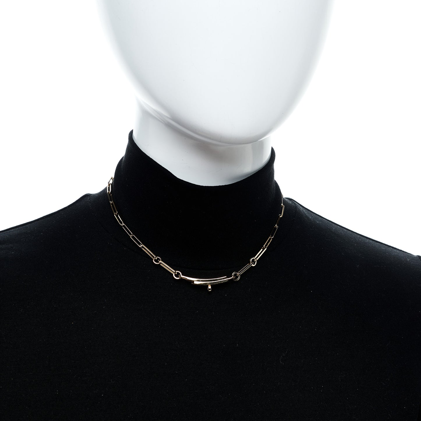 18K Yellow Gold Diamond Pave Kelly Chaine Choker Necklace